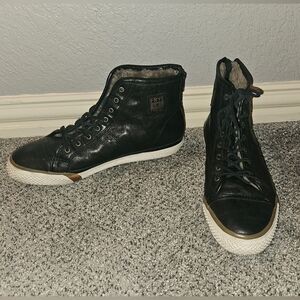 Women's Frye Greene Black Leather Warm Shearling Fur Lined Zip Boots Fit 9.5